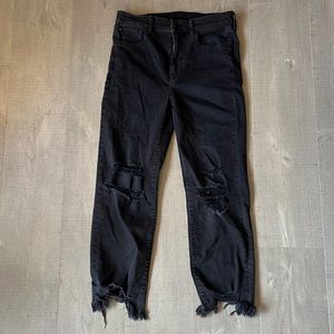 American Eagle Straight Slim Crop Black Jeans